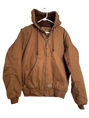 C.E. Schmidt Duck Insulated Size Large Tall Work Jacket Men’s Hood Pockets EUC